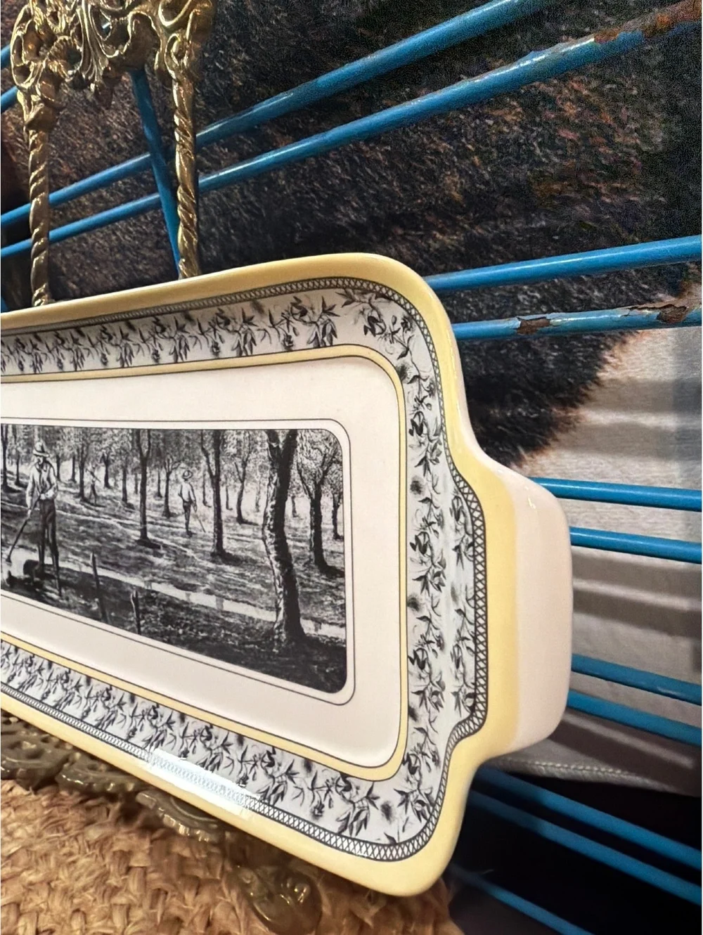 Vintage Designpac Inc. Rectangular Ceramic Serving Tray with Black and White Art